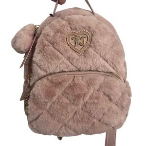 NWT! Juicy Couture Let's get Cozy Furry Backpack Dusty Blush